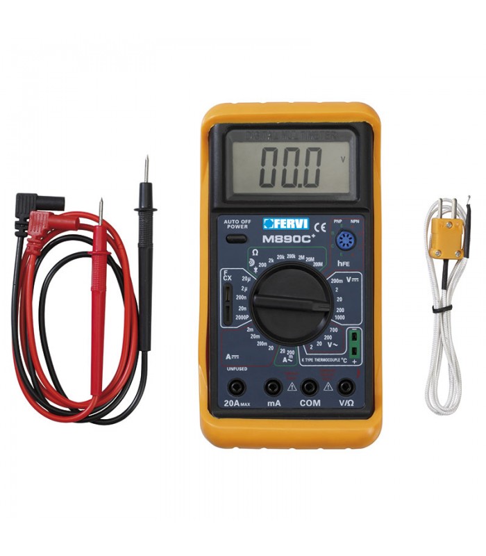 Multimetro digitale con misuratore di temperatura Fervi T050
